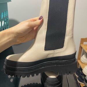 Paloma Barcelo Cream and Black Heeled Boots